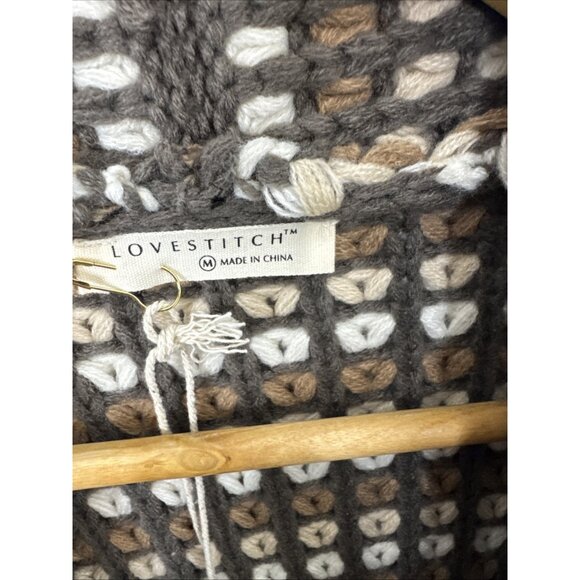NWT Love stitch Lovestich Woman M Coatigan Cardigan Sweater Knit Brown - Picture 4 of 6